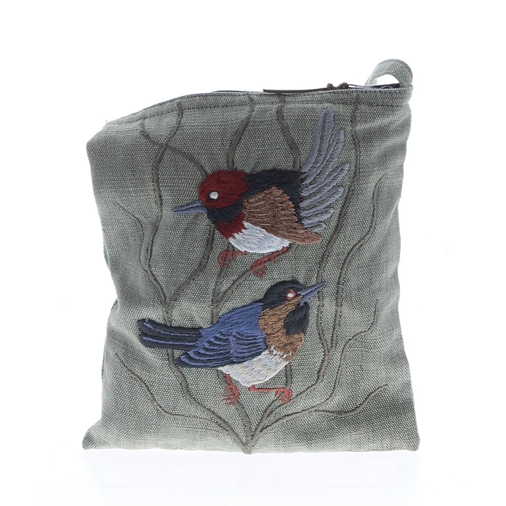 Altiplano Handcrafted Canvas Embroidered Bird Crossbody Bag Boho Guatemala